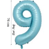 Folyo Balon 9 Rakamı Helyum Balon 76 cm Mavi Renk - 9 Yaş Balonu - 9 Rakam Balon - 34 Inch