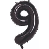 Folyo Balon 9 Rakamı Helyum Balon 76 cm Siyah Renk - 9 Yaş Balonu - 9 Yaş Balon -9 Rakam Balon