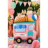 Folyo Balon Dondurma Arabası Makaron 70X58 Cm Doğum Günü Parti Süsü Dekoratif Büyük Balon