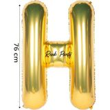 Folyo Balon H Harfi Helyum Balon 76 cm Gold Renk - H Harf Balon - Harf Folyo Balon - 34 Inch - Altın