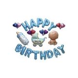 FOLYO BALON HARF HAPPY BİRTYHDAY SET MAVİ BEYAZ YILDIZLI 40CM