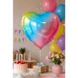 Folyo Balon Kalp Rainbow 24 İnç 60 Cm Renkli Doğum Günü Nişan Söz Düğün Parti Süsleme Balonu