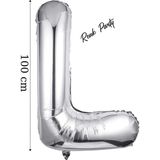 Folyo Balon L Harfi Helyum Balon 100 cm Gümüş Renk - L Harf Balon - Harf Folyo Balon - 40 Inch