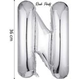 Folyo Balon N Harfi Helyum Balon 36 cm Gümüş Renk -N Harf Balon - Harf Folyo Balon - 16 Inch