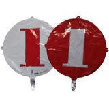 Folyo Balon Rakam 1 Çift Taraflı Kırmızı-beyaz 18'' - Pakette 1 Adet (dü 15tl)