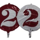 FOLYO BALON RAKAM 2 ÇİFT TARAFLI BORDO-BEYAZ 18'' - PAKETTE 1 ADET