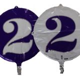 FOLYO BALON RAKAM 2 ÇİFT TARAFLI MOR-BEYAZ 18'' - PAKETTE 1 ADET
