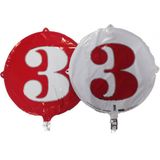 Folyo Balon Rakam 3 Çift Taraflı Kırmızı-beyaz 18'' - Pakette 1 Adet (dü 15tl)