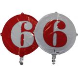 Folyo Balon Rakam 6 Çift Taraflı Kırmızı-beyaz 18'' - Pakette 1 Adet (dü 15tl)