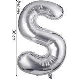 Folyo Balon S Harfi Helyum Balon 36 cm Gümüş Renk -S Harf Balon - Harf Folyo Balon - 16 Inch