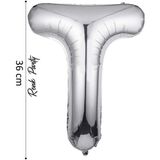 Folyo Balon T Harfi Helyum Balon 36 cm Gümüş Renk -T Harf Balon - Harf Folyo Balon - 16 Inch