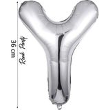 Folyo Balon Y Harfi Helyum Balon 36 cm Gümüş Renk - Y Harf Balon - Harf Folyo Balon - 16 Inch