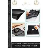 #Folyo Siyah Ocak Koruyucu Cam Elyaf Isıya Dayanıklı Kesilebilir Folyo Yanmaz Yapışmaz 4'Lü Set