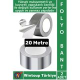 #Folyobant Su Isıya Dayanıklı Soba Boru Tamir Yama Güçlü Alüminyum Yanmaz Folyo Bant 20 Metre 2 Adet
