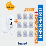 Fomex F303 Köpük Sabun 500 ml Standart 9 Adet + F205 Köpük Sabun Aparatı Beyaz 500 ml 1 Adet
