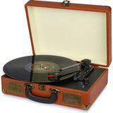 Fomix FM-102 Kahverengi Ahşap Hoparlörlü Bluetoothlu Pikap Plak Çalar Şık Retro Tasarım