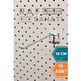Fon Kancası Delikli Pano Kancası 10 cm - Askı Kanca Raf Askısı Aksesuar Tel Askı Raf Kancası (10)