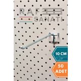 Fon Kancası Delikli Pano Kancası 10 cm - Askı Kanca Raf Askısı Aksesuar Tel Askı Raf Kancası (50)
