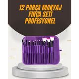 Fondöten, Allık ve Far Uygulamalarına Uygun 12 Parça Makyaj Fırça Takımı Ergonomik Saplı - renkli