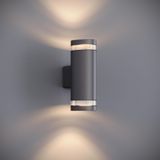 FoneLight Gala Duo Modern Cam Detaylı Çift Yönlü LED Duvar Apliği 80x120x210 mm IP65 Alüminyum Dış Mekan Bahçe Balkon Teras Cephe Aydınlatması 3000K