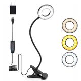 Foneso Adaptörlü Işık Üzerinde Masa Lambası Klipsi, USB Şarj Bağlantı Noktalı 48 LED Okuma Lambası, 3 Renk Modu 10 Parlaklık Seviyesi, Uzun Esnek Gooseneck, Ev, Ofis, Makyaj için Bellek Fonksiyonu