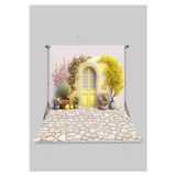 FONHANE 2x2.5 Mt Kumaş Üç Boyutlu Çocuk Fotoğraf Stüdyo Fonu - Çiçekli Sarı Kapı Background