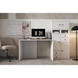 Fonksiyonel Çekmeceli ve Kapaklı Kitaplıklı Çalışma Masası Ünitesi PNR-CMS-1042 - 120x148 - Beyaz