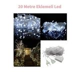 Fonksiyonlu Beyaz 20 Metre Dekor Led - Çam Ağacı Süsü Yılbaşı Süsü - Pirinç Led