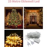 Fonksiyonlu Gün Işığı Eklemeli 25 Metre Dekor Led - Çam Ağacı Süsü Yılbaşı Süsü - Pirinç Led