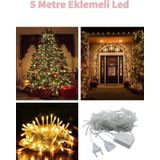 Fonksiyonlu Gün Işığı EKlemeli 5 Metre Dekor Led - Çam Ağacı Süsü Yılbaşı Süsü - Pirinç Led