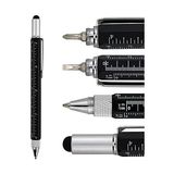 Fonksiyonlu Kalem - 6'ları 1 Arada - Çok Fonksiyonlu ve Sağlam Alüminyum Kendın Yap Kalem Tornavida, Stylus, Seviye Kabarcığı, Cetvel ve Phillips Düz Başlı Uç, Erkekler ve Kadınlar Için Harika Hediye