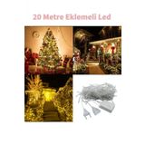 Fonksiyonlu Sarı 20 Metre Dekor Led - Çam Ağacı Süsü Yılbaşı Süsü - Pirinç Led
