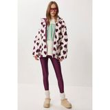 Fonna Fashion KBN-1221-BAYAN Peluş Mont-Mürdüm - Beyaz - Mürdüm - Standart