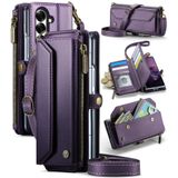 FONREST Galaxy Z Fold7 için Crossbody Telefon Cüzdan Kılıfı, Mor | RFID Engelleme, Manyetik Kapatma, Fermuarlı Cep, 7 Kart Tutucu, Stand, Bilek ve Omuz Askıları İşe Gidip Seyahat için