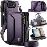 FONREST iPhone Duo için Crossbody Cüzdan Kılıf, Mor | 6 RFID Engelleme Kartı Tutucu, Fermuarlı Cep, Stand, Kayışlar, Manyetik Kapatma, Kadınlar, Seyahat, Errands