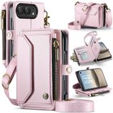 FONREST iPhone Duo için Crossbody Cüzdan Kılıf, Pembe | 6 RFID Engelleme Kartı Tutucu, Fermuarlı Cep, Stand, Kayışlar, Manyetik Kapatma, Kadınlar, Seyahat, Errands