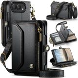 FONREST iPhone Duo için Crossbody Cüzdan Kılıf, Siyah | 6 RFID Engelleme Kartı Tutucu, Fermuarlı Cep, Stand, Kayışlar, Manyetik Kapatma, Kadınlar, Seyahat, Errands