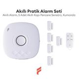 Fonri Akıllı Pratik Alarm Seti; Akıllı Alarm, 5 Adet Akıllı Kapı Pencere Sensörü, Kumanda, Yüksek Sesli, 2 Yıl Garanti, Uzaktan Kontrol