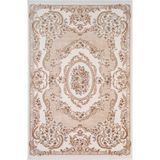 Fontana Ft004b Krem Bej Akrilik Halı Klasik Desen Pamuk Taban Tozu Az Salon Oturma Odası Halısı 100 X 200 Krem-Bej
