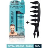 Fontenay 20GR Saç Şekillendirici Pudra Toz Wax Mat Effect Mavi ve Geniş Aralıklı Wax Tarağı Seti