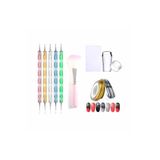 Fontenay French Stamper Dot Kalem Set Toz Temizleme Fırça Tırnak Şerit Bantı Set Çok Renkli