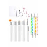 Fontenay Jel Tırnak Nail Art Tırnaksüsleme Makyaj Için Boyama Fırça Seti French Stamper Dotkalem Set Pembe