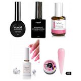 Fontenay Kalıcı Oje Set 2 ( Runail Top + Base Coat + Primer 15ML) + Blooming Jel 15ML + Hamur Jeli 15ML Pink
