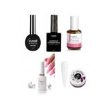 Fontenay Kalıcı Oje Set 2, Runail Top Coat + Base Coat + Primer 15ml + Blooming Jel 15ml + Hamur Jeli 15ml, Milky White