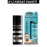 Fontenay Orta Kahve Saç Dolgunlaştırıcı Keratinfibers 50 gr Mat Görünüm Toz Wax 2'li Seti