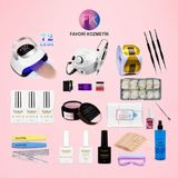 Fontenay Profesyonel Protez Tırnak Başlangıç Seti – Uv/led Lamba, Freze Mak., Builder Jel &tam Nail Art Malzeme Set - Renkli