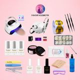 Fontenay Profesyonel Protez Tırnak Başlangıç Seti – UV/LED Lamba, Freze Mak., Builder Jel &Tam Nail Art Malzeme Set