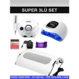Fontenay Protez Tırnak Kalıcı Oje Seti (Freze Makinesi + X21 Uv/led Oje Kurutucu + Toz Toplama 3'lü