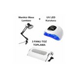 Fontenay Protez Tırnak Seti, Manikür Masa Lambası + UV LED Kurutucu + 3 Fanlı Toz Toplama, Beyaz