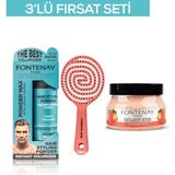 Fontenay Pudra Toz Wax Mavi 20 gr + 3 Boyutlu Saç Fırçası + Face And Body Scrub Çilekli 350 ml 3'lü Set